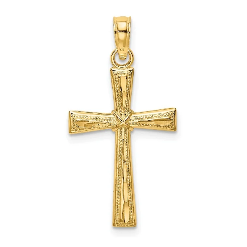 Playful bead necklaces-Classic Necklaces-Curata 14k Yellow Gold Textured Edge X Center Flared Cross Necklace 16mm x 20.5mm