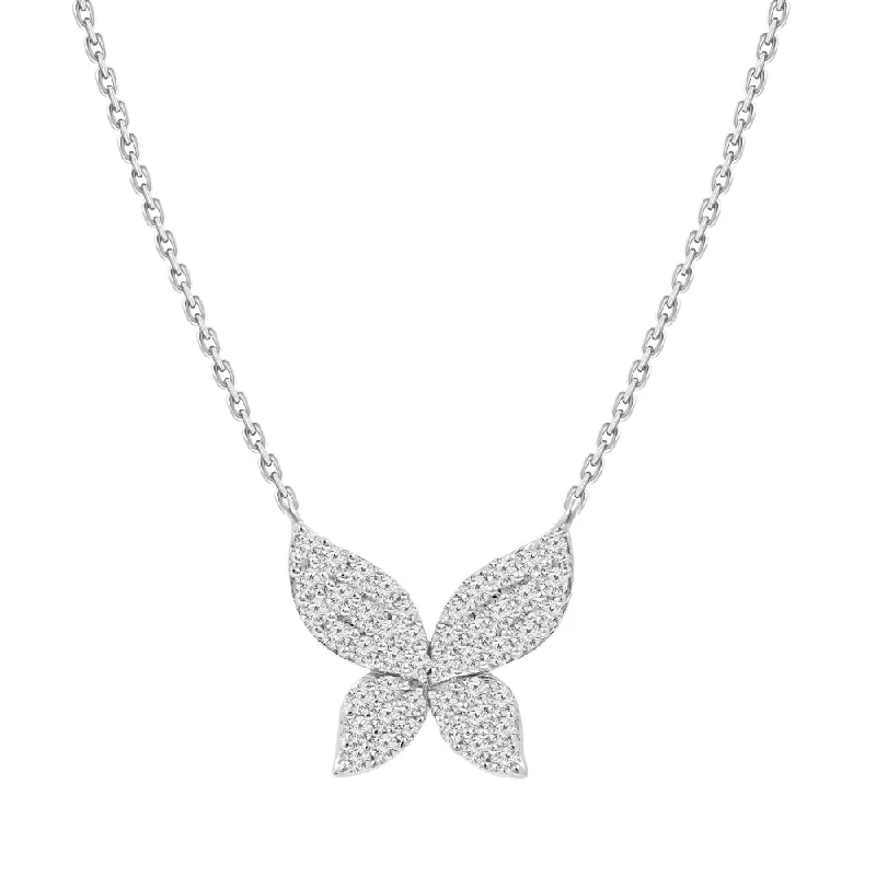 Dew glass necklaces-Luxury Necklaces-18k Pave Diamond Butterfly Pendant Necklace