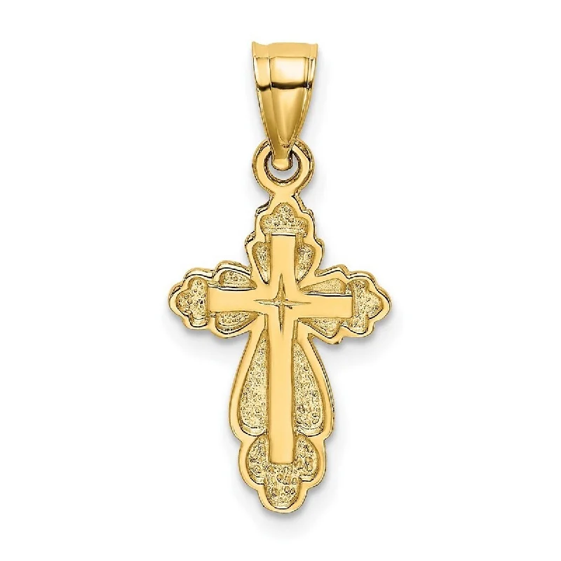 Fold knot necklaces-Wedding Necklaces-Curata 14k Yellow Gold Medium Textured Cutout Inside Cross Pendant Necklace 15x20mm