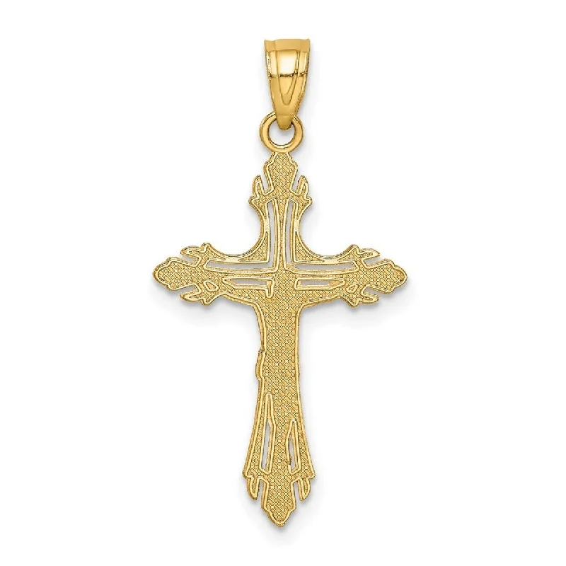 Daisy flower necklaces-Moon Necklaces-Curata 14k Yellow Gold Solid Polished 18" Sparkle-Cut Crucifix Pendant Necklace - 22x15mm