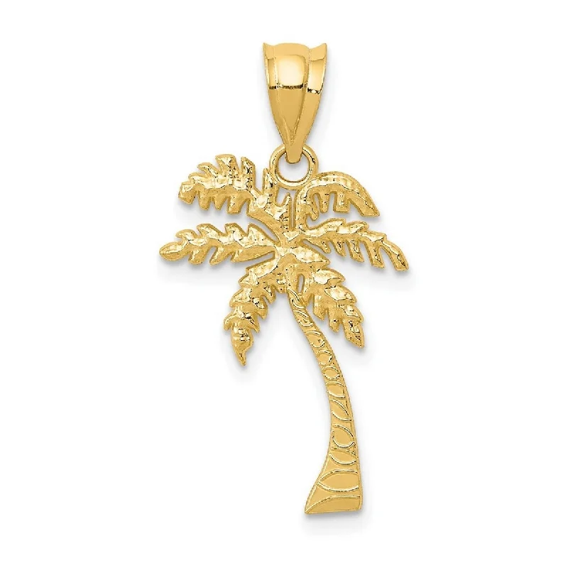 Multi-link necklaces-Floral Necklaces-Curata 14k Yellow Gold 18" Palm Tree Pendant Necklace