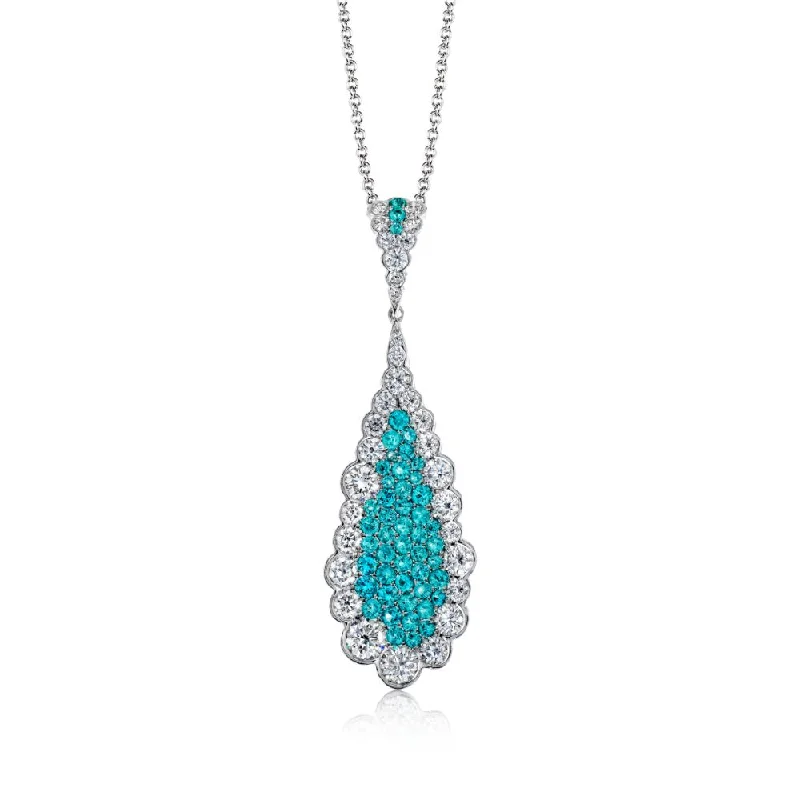 Vine motif necklaces-Name Necklaces-Simon G. 18k Paraiba & Diamond Pendant Necklace