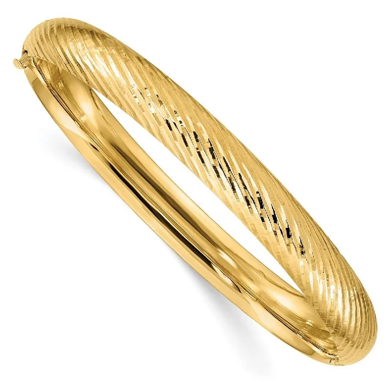 Bright modern bangles-Formal Rings-Curata 14k Yellow Gold 5/16 Textured Cuff Stackable Bangle Bracelet