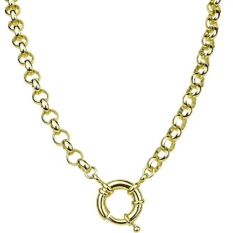 Retro photo necklaces-Short Necklaces-Sailor Ring Rolo Chain Charm Holder 32" Necklace (Goldtone)