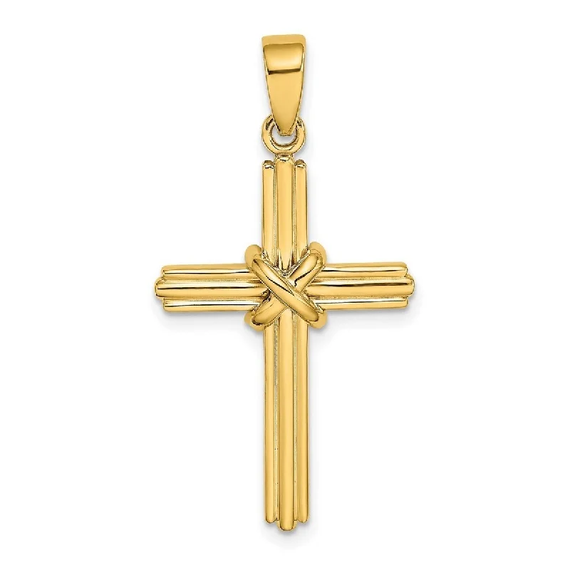 Ruby stone necklaces-Queen Necklaces-Curata 14k Two-tone Gold Polished Ribbed Cross With X Center Necklace 18mm x 34mm