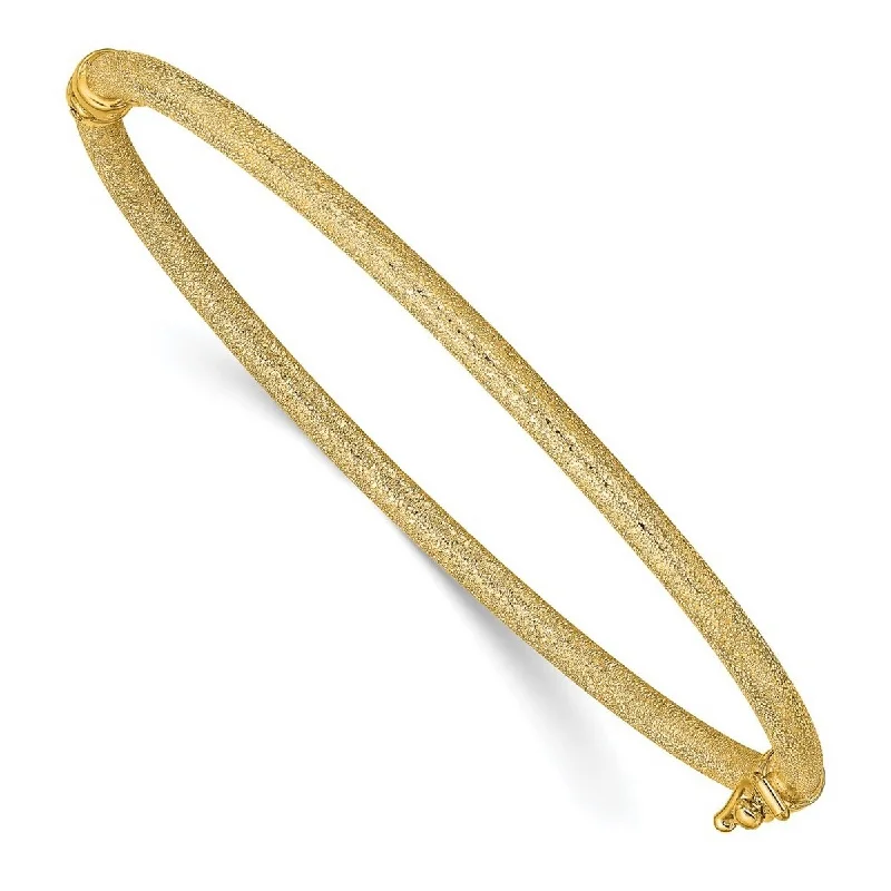 High cuff bangles-King Bangles-Curata 14k Yellow Gold 3mm Textured Hinged Cuff Stackable Bangle Bracelet