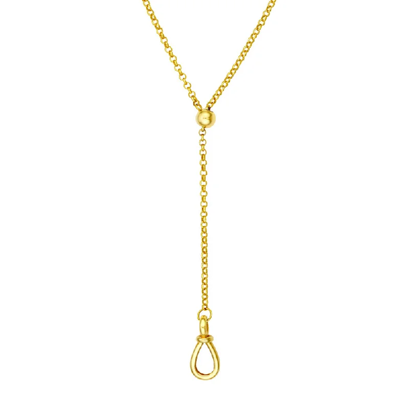 Silk cord necklaces-Street Style Necklaces-14k Gold Pull Over Adjustable Lariat Necklace