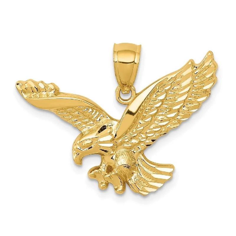 Peace charm necklaces-Infinity Necklaces-Curata 14k Yellow Gold 18" 26" Textured Flying Eagle Necklace