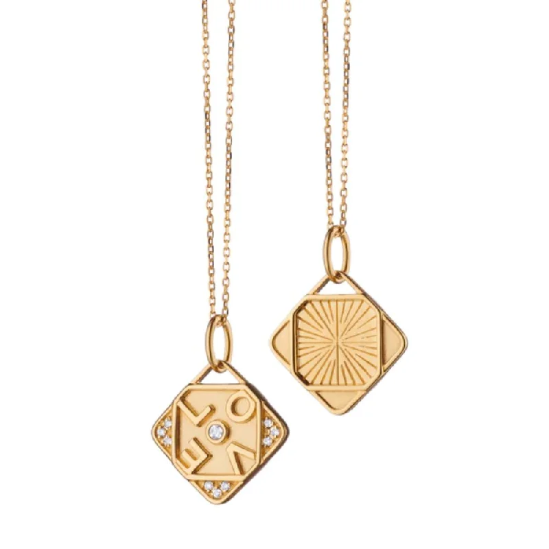 Multi-link necklaces-Floral Necklaces-Monica Rich Kosann 18K Gold Mini "Love" Charm Necklace