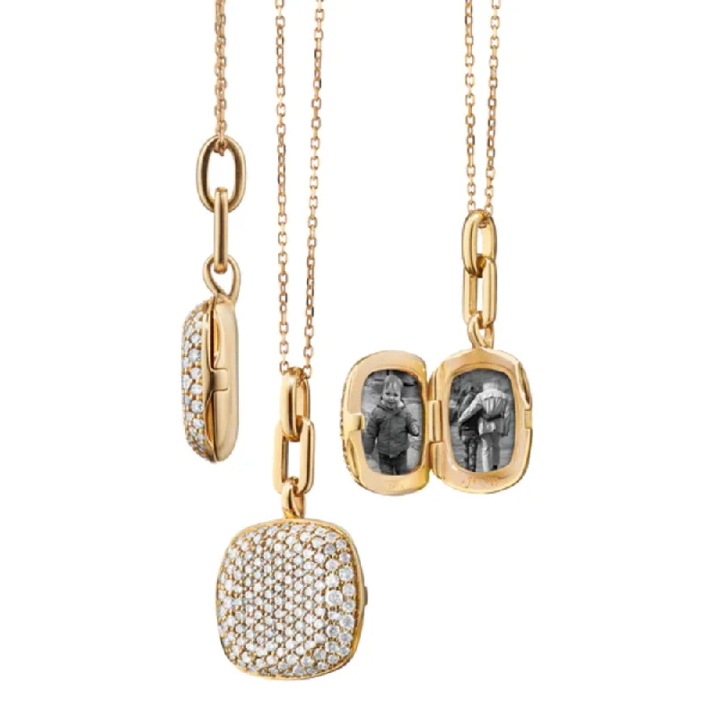 Worn style necklaces-Gothic Necklaces-Monica Rich Kosann Slim "Rae" Locket Necklace with White Diamonds