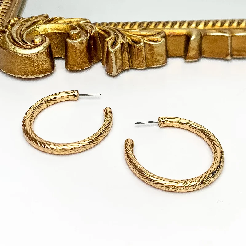 Modern Earrings-Gold Tone Large Twisted Hoop Earrings