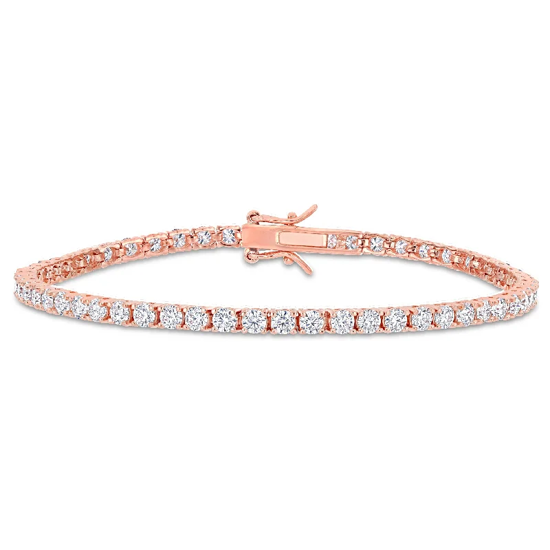 Bead-twisted bangles-Closed Bangles-Miadora 5 5/8ct TGW Created Moissanite Tennis Bracelet in Rose Plated Sterling Silver