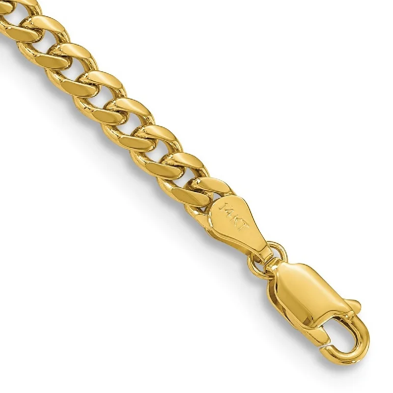 Bright link bangles-Modern Rings-Curata 14k Yellow Gold Solid Polished 4.0mm Domed Curb Chain Bracelet Lobster Claw