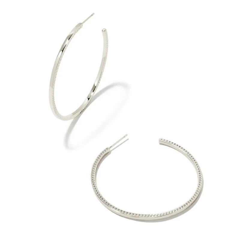 Designer Earrings-Kendra Scott | Sylvie Large Hoop Earrings in Silver