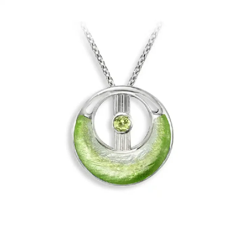 Old coin necklaces-Handcrafted Necklaces-Nicole Barr Green Peridot Cut-Out Circle Necklace