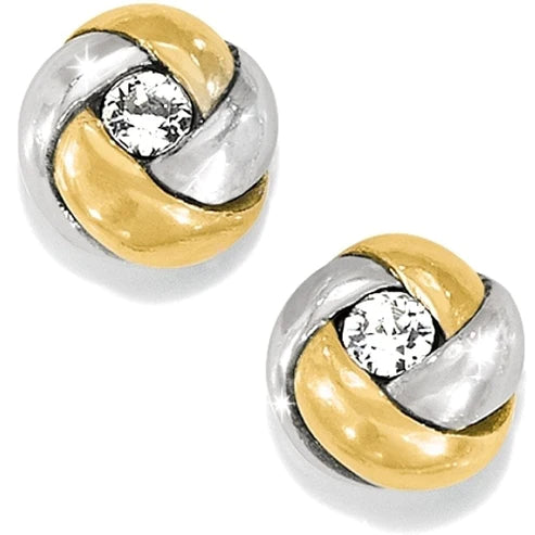 Planet Earrings-Brighton | Love Me Knot Mini Post Earrings in Silver and Gold Tone