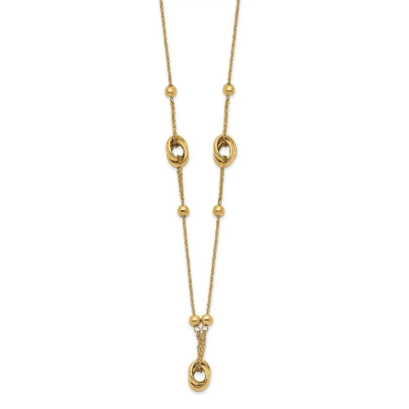 Topaz drop necklaces-Statement Necklaces-Curata 14k Yellow Gold Polished Beads and Links Necklace, 18+1.5"