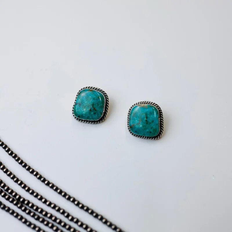 Zodiac Earrings-Elouise Kee | Navajo Handmade Genuine Sterling Silver and Kingman Stud Earrings #5