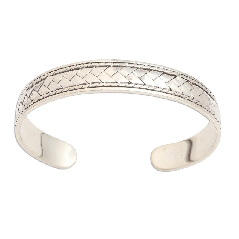 New moon bangles-Handcrafted Rings-NOVICA Woven Dreams, Sterling silver cuff bracelet