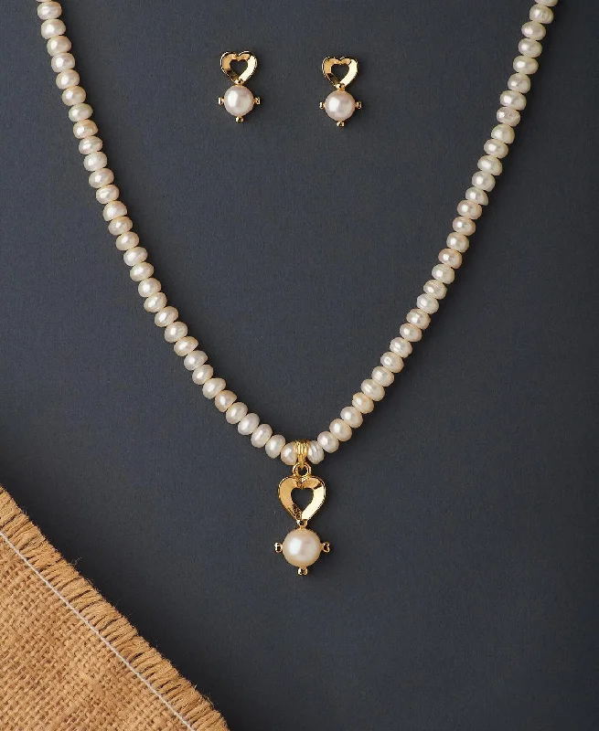 Ripple shape necklaces-Rock Necklaces-Classy Real Pearl Necklace Set