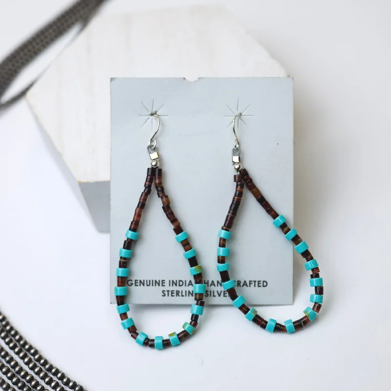 King Earrings-Corraine Smith | Navajo Handmade Turquoise Bead Teardrop Earrings