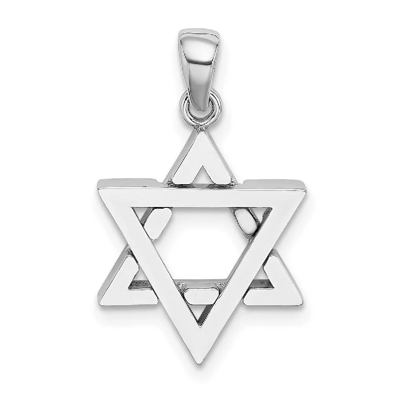 Knot-style necklaces-Exotic Necklaces-Curata 14k White Gold 21.5mm 3 d Jewish Religious Judaica Star of David Necklace