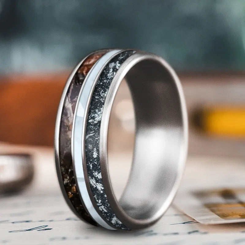 Heavy stone rings-Custom Design - 3-Inlay Narrow Center Ring 9pGOcS7OTOflj3su5R9jXPtT