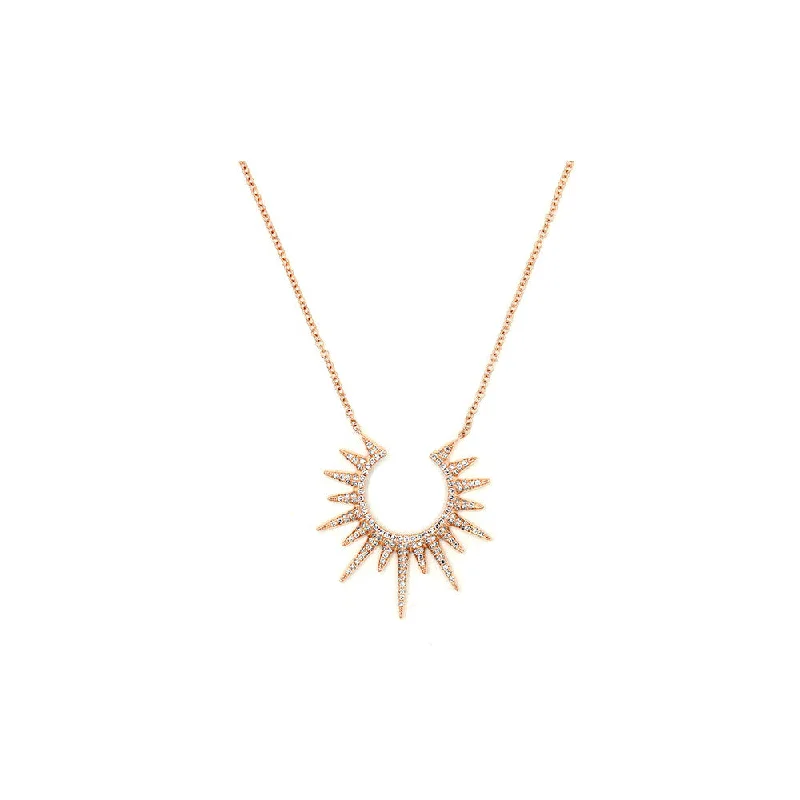 New moon necklaces-Fairy Necklaces-14k Rose Gold Diamond Pave Open Starburst Necklace