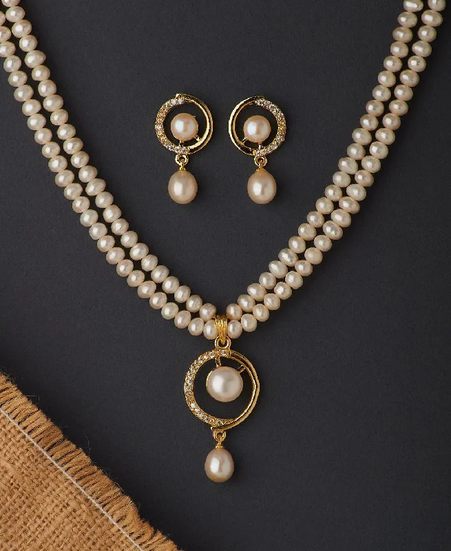 Heavy stone necklaces-Choker Necklaces-Elegant Real Pearl Necklace Set