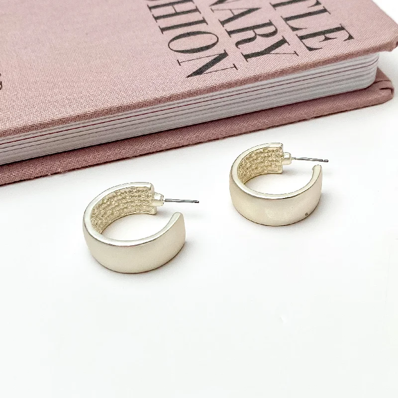 Formal Earrings-Silver Tone Small Hoop Earrings With a Textured Inside