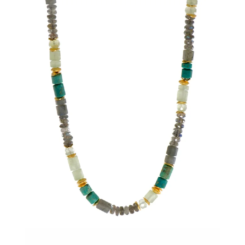 Drifting gem necklaces-Star Necklaces-Joyla Labradorite, Chrysocolla & Prehnite Necklace