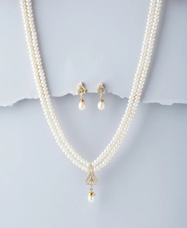 Light bead necklaces-Handmade Necklaces-Elegant Real Pearl Necklace Set