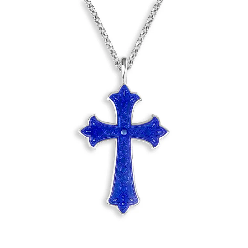 Topaz drop necklaces-Statement Necklaces-Nicole Barr Blue Enamel Cross Pendant Necklace