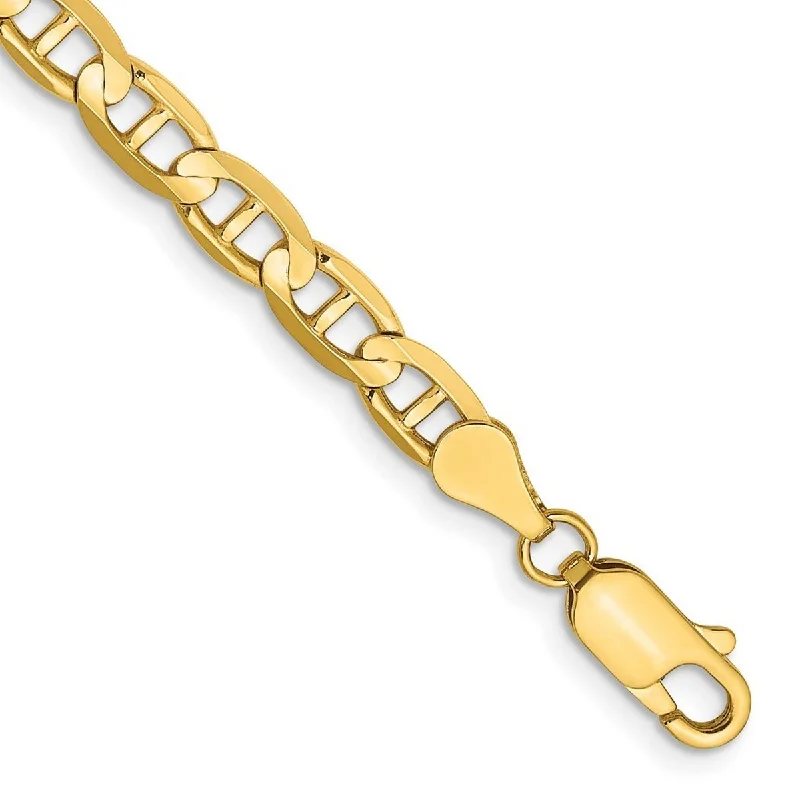 Dual-tone bangles-Warrior Rings-Curata 10k Yellow Gold 4.5mm Concave Mariner Anchor Chain Bracelet