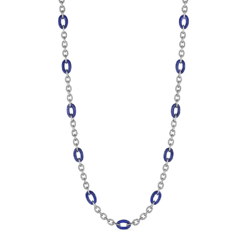 Triple birthstone necklaces-Beaded Necklaces-Judith Ripka Eternity Long Signature Link Necklace with Lapis