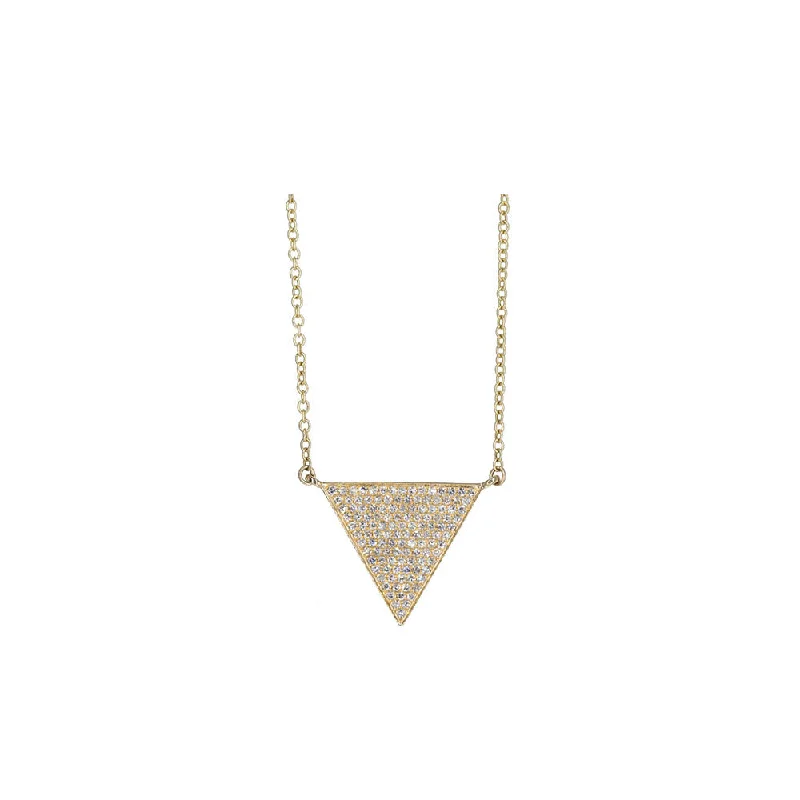 Thin-line necklaces-Nature Necklaces-14KT Yellow Gold Diamond Pave Triangle Necklace