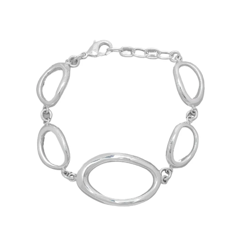 High link bangles-Non-Tarnish Rings-Victoria Townsend Silver Plated Wide Oval Link Chain Bracelet