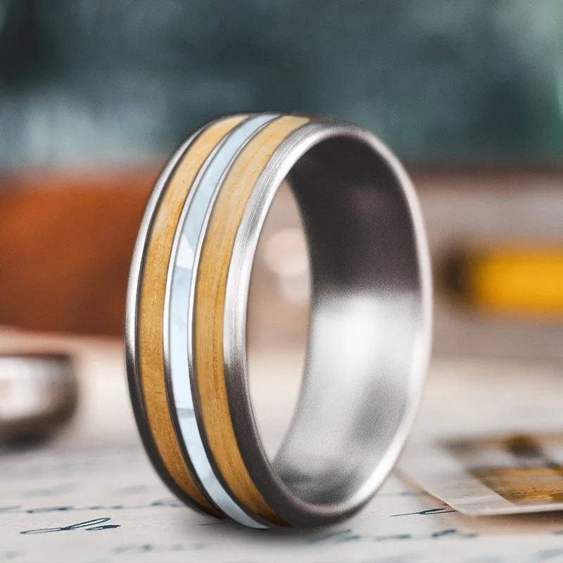 Birch grain rings-Custom Design - 3-Inlay Narrow Center Ring Ctmggpa2gZX3aUbXcVFUieVV