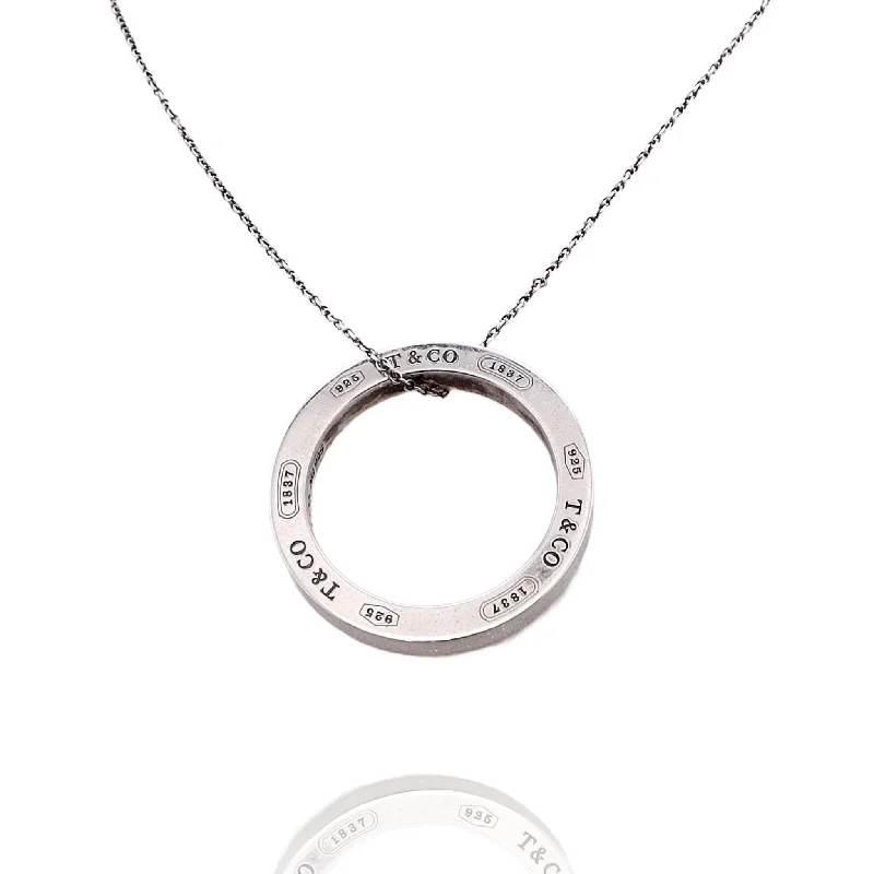 Fine thread necklaces-Punk Necklaces-Estate Tiffany & Co Sterling Silver 1837 Circle Pendant Necklace