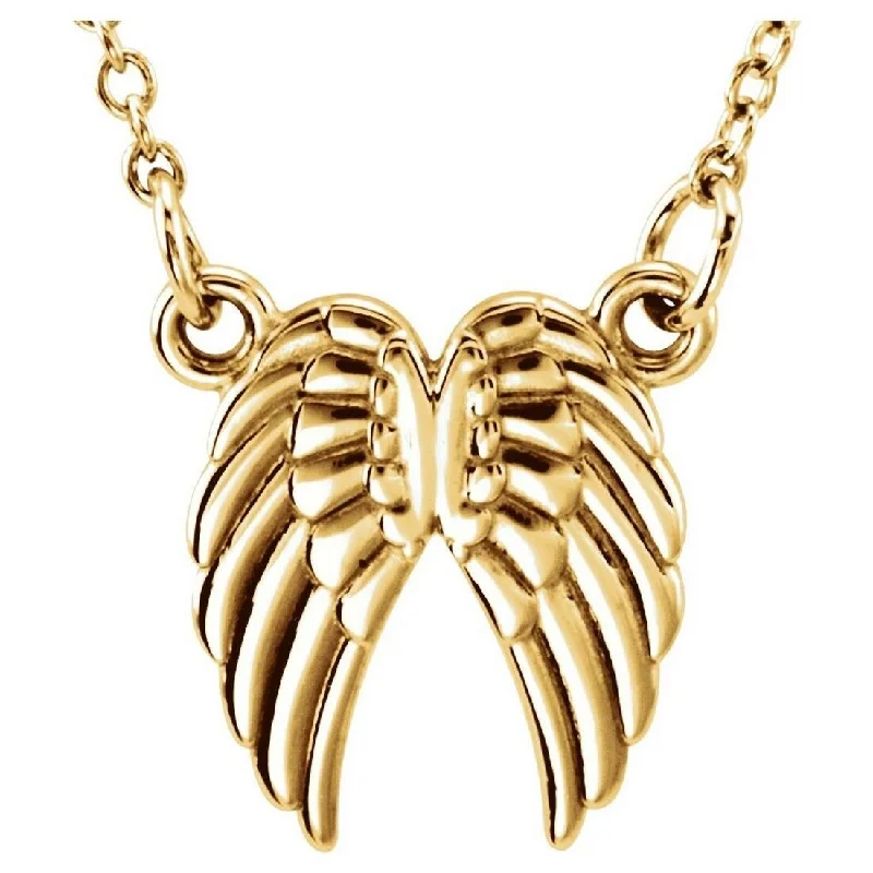 Light bead necklaces-Handmade Necklaces-Curata 14k Yellow Gold 16 18 Inch Polished Tiny Posh Religious Guardian Angel Wings Necklace Jewelry Gifts for Women