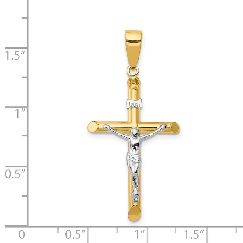 Galaxy charm necklaces-Trendy Necklaces-Curata 14k Two-Tone Gold 18" Hollow Crucifix Pendant Necklace