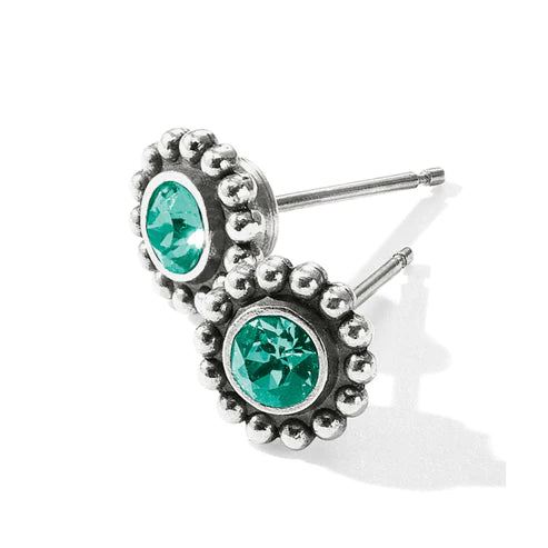 Custom Earrings-Brighton | Silver Tone Twinkle Mini Post Earrings in Emerald