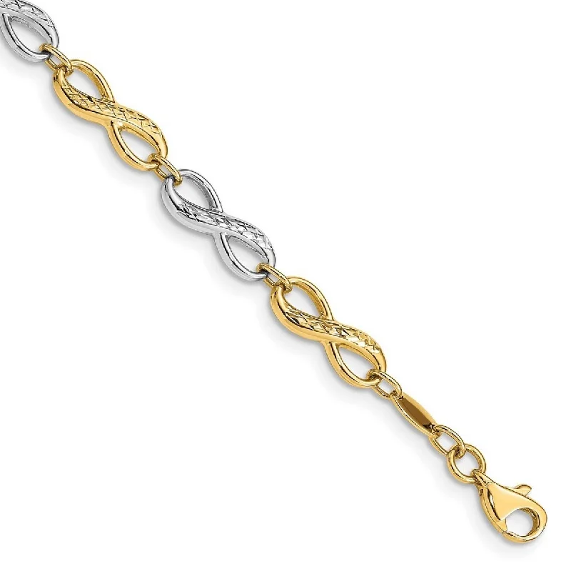 Bright link bangles-Planet Bangles-Curata 14k Two tone Infinity Symbol Bracelet 7.5 Inch