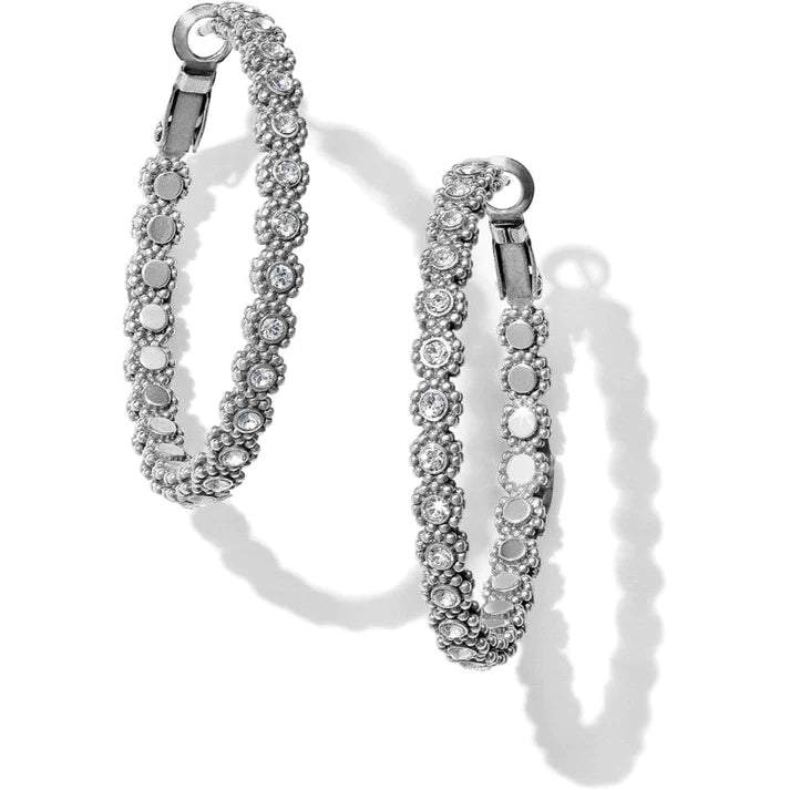 Abstract Earrings-Brighton | Twinkle Splendor Medium Hoop in Silver Tone