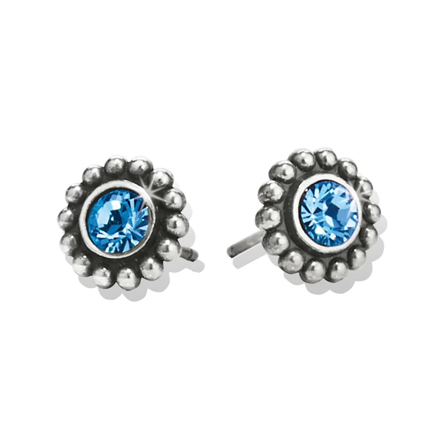 Heart Earrings-Brighton | Silver Tone Twinkle Mini Post Earrings in Blue Crystal