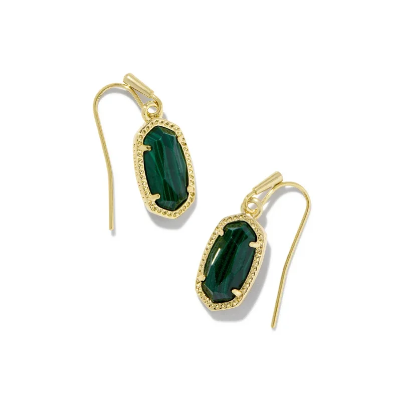 Geometric Earrings-Kendra Scott | Lee Gold Earrings in Green Malachite