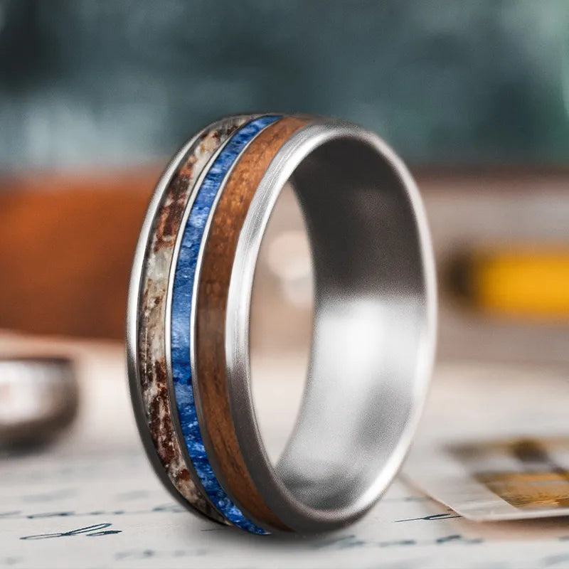 Oversized cocktail rings-Custom Design - 3-Inlay Narrow Center Ring nleKOUNwFD9BxNcfPIgEohge