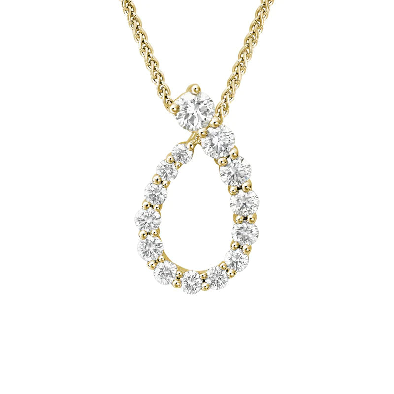 Knotted link necklaces-Symbol Necklaces-14K Yellow Gold Open Teardrop Diamond 16-18" Necklace