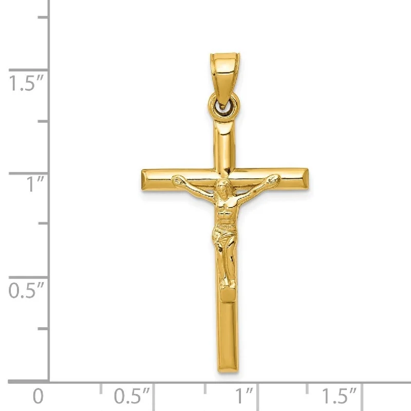 Cool wood necklaces-Contemporary Necklaces-Curata 14k Yellow Gold 18" Polished Crucifix Pendant Necklace - 38.8x20mm