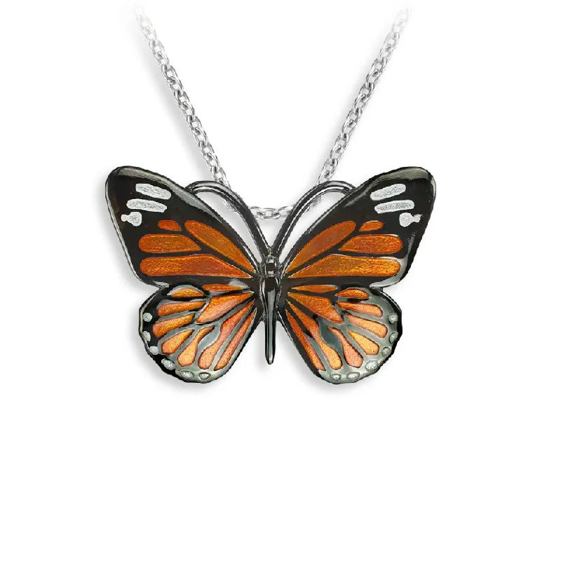 Worn style necklaces-Gothic Necklaces-Nicole Barr Enamel Monarch Butterfly Pendant Necklace